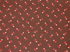 Bullet Knit Printed Fabric-Tobacco Brown Red Roses-BPR265-Sold by the Yard