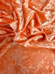Samantha ORANGE Polyester Stretch Crushed Velvet Fabric by the Yard for Bows, T