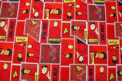 STAR TREK Uhura Scotty animated series 2014 red cotton Fabric-BY HALF YARD