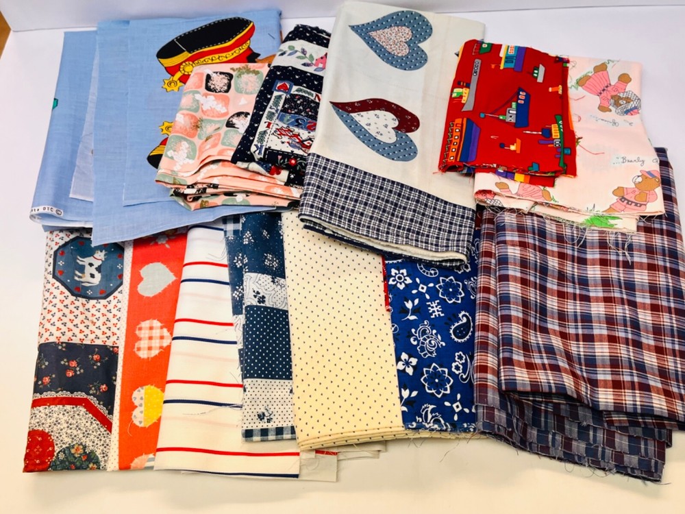 Large Fabric Lot Country Crafts DIY Decor BIN F