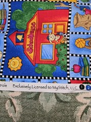 HTF School Days Cheri Strole My Stitch Cotton Fabric Schoolhouse,Animals 4 Yrds