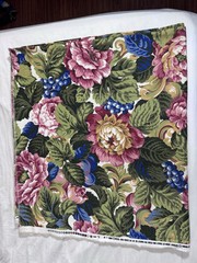Vintage STANLEY KING STUDIO FLORAL FABRIC 104”x 58” Rose Vibrant Sateen Cotton