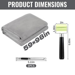 Grey Suede Auto Headliner Fabric 98×59 Inch Foam Backing Car Roof Replacement