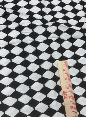 Black White Harlequin Diamond Pattern Cotton Fabric 3/4 yard #55