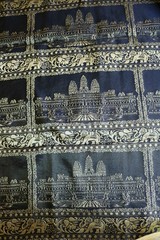 Thai Silk Blend Black Gold Fabric Tablecloth Fabric 37″x70″ Angkor Wat
