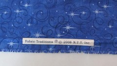 1.75 YDS Cotton Quilting Fabric Rem FABRIC TRADITIONS Blue Holiday Stars Swirls