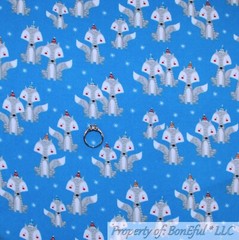 BonEful Fabric FQ Cotton Flannel Quilt Blue White Fox Winter Baby Animal Scenic