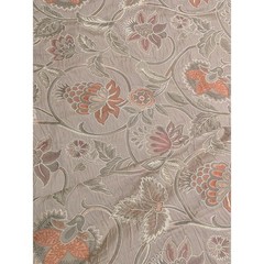 Floral Brocade Jacquard Fabric Vintage Style Botanical Upholstery Taupe Orange