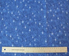 1.75 YDS Cotton Quilting Fabric Rem FABRIC TRADITIONS Blue Holiday Stars Swirls
