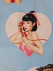 Alexander Henry Fabric Dial L-O-V-E 2021 BLUE 1 Yard Pinup Girls Rockabilly
