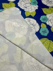 Navy Teal White Large Floral Decor Fabric Cotton Discontinued Joann 56×104” 2.8Y