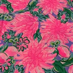 LILLY PULITZER Cotton Poplin Fabric Pink Blossom Try Your Zest 36″ X 57″