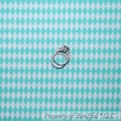 BonEful Fabric FQ Cotton Quilt VTG Aqua White Green Mint Diamond Clown Kid Print