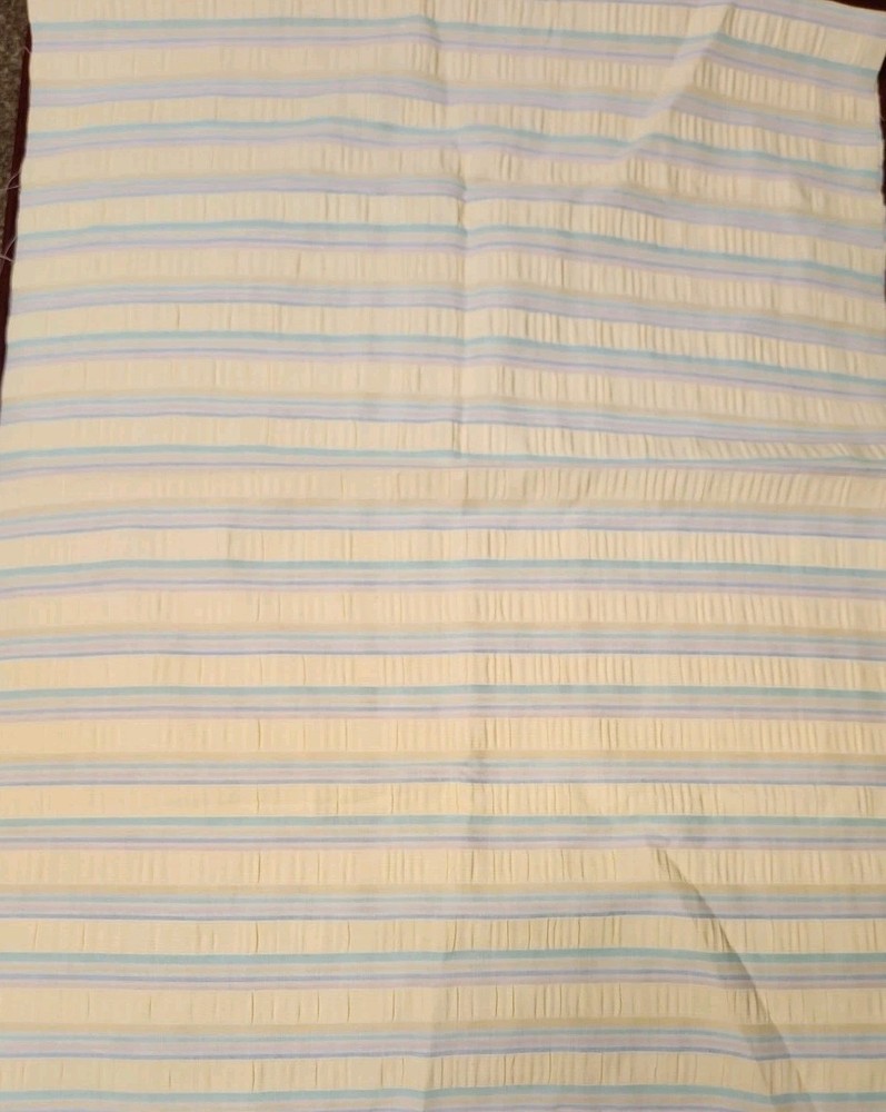 Vintage Unbranded Yellow Seersucker Striped Fabric Pastels 17.5″ x 44″W