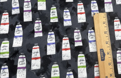 Artist Paint Tubes Black Cotton Felicia Gallo Ink & Arrow Fabrics BT Half Y #14