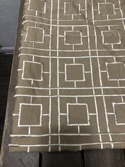 Maxwell Geometric Squares Embroidery Trellis Fabric Grand Central Tan 60x3Yd New