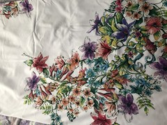 DIOR Art Flower Fabric Designs White On Multi Color Polyester Material 56”36”