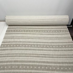BALLARD DESIGNS SETON FLAX STRIPED GEO SQUARES FURNITURE FABRIC BY THE YARD 53″W