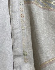 Vtg BTY Texoprint Netherlands Drapery Fabric Floral Satin Finish W/Gold Art Deco
