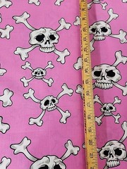 Alexander Henry Fabric hula skull Pink Cotton Half Yard Skull And Bones