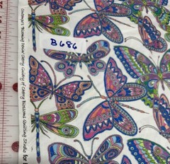 Contempo’s Blooming Denium Butterflies On White Cotton Quilt Fabric Half Yard