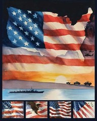 Riley Blake Patriotic Letters From Home Flag Quilting and Crafting Fabric Panel