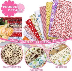 300 Pcs 10 X 10 in Cotton Fabric Square Pre Cut Patchwork Fabrics Bundles Printe