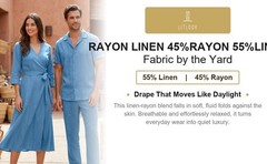 Rayon Linen Fabric by the Yard 55% Linen 45% Rayon Woven 185 GSM Non-Stretch