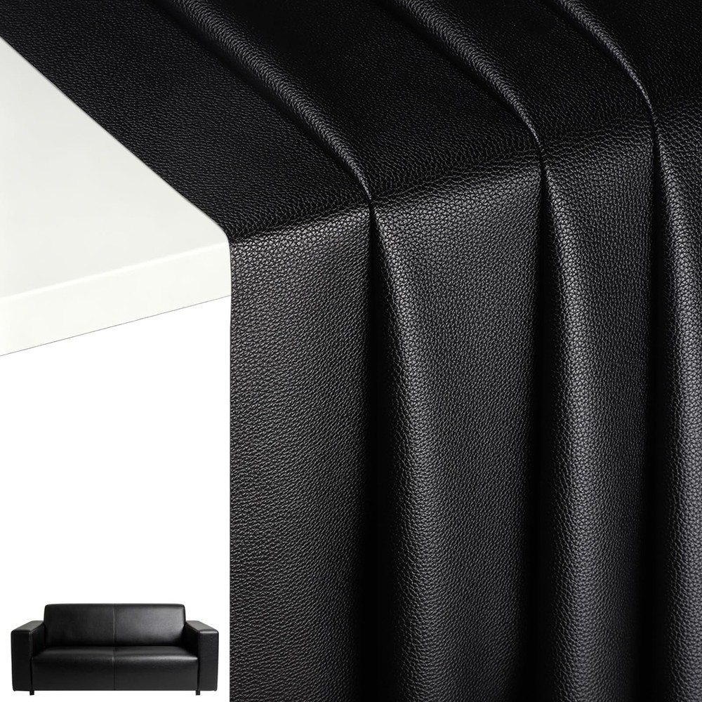 Marine Vinyl Faux Leather: 54″ x 36″ Black Upholstery Vinyl