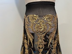 Black Gold 4way stretch sequin Lace fabric 50” Width Sold By The Yard