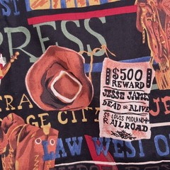 Vtg Hoffman International Fabrics High Noon Western Cowboy Cotton Fabric 1.38 Yd