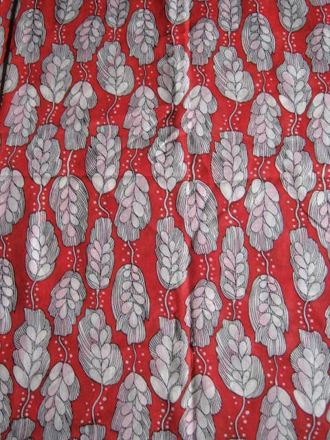 4yd Antique Unique Red White Grey Leaves Botanical Sheer Cotton Blend Fabric