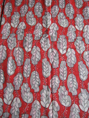 4yd Antique Unique Red White Grey Leaves Botanical Sheer Cotton Blend Fabric
