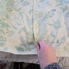 Vintage Waverly Fabric Remnant Plymouth Document Blue Yellow Green Birds READ DS