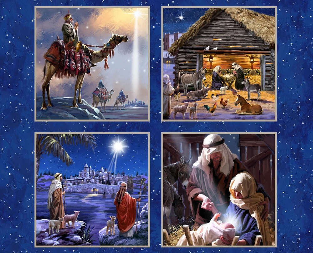 Let Us Adore Him Quilt/Pillow Panel 36 x 44in, 3 Wishes Fabric
