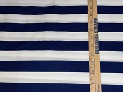 102″ X 44″ Vintage Cranston Navy Blue & White Large Stripe Cotton Fabric 2.8 Yds