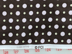 BTY x 44″ PALE PINK POLKA DOTS on Brown Background FCI CLASSIC COTTONS Fabric
