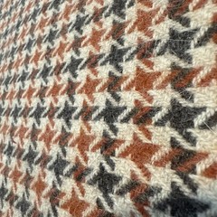 Vintage Cashmere Brown & Orange Houndstooth Wool Fabric 2.5 yd 60″ W Medium