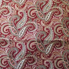 David Textiles Cotton Fabric floral Paisley on Burgundy Red 19″ x 44″