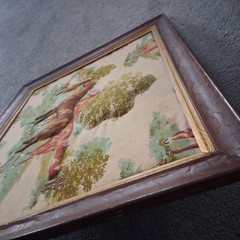 Vintage Trapunto 3-D Puff Fabric Horse Scene In Wooden Frame Ready To Hang