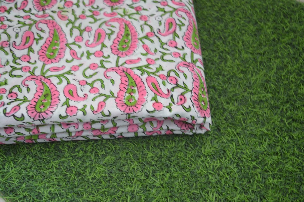 Hand Block Paisley Print 100%Cotton 20 Yard Fabric NO TARRIF CHARGES 100%✅ZK_161