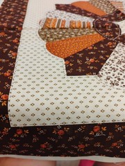 Vintage Cranston Browns/Oranges “Granny’s Trunk” Cotton Fabric Panel 17″x16.25″