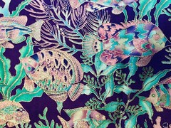 VTG Paradise Reef Purple Turquoise Silver Metallic Accent by Hoffman Remnant