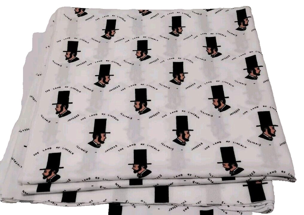 Abraham Lincoln Fabric Illinois Jaycees Printed Polyester DISCO Fabric 2 yards