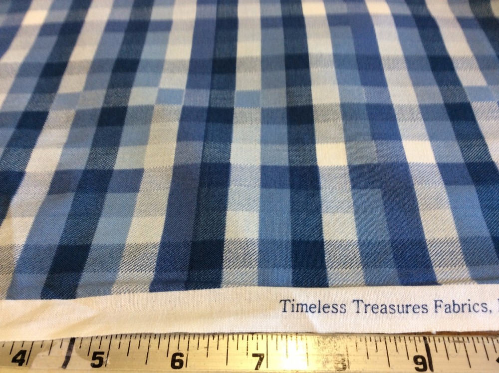 TIMELESS TREASURES #SPA-C3838- BLUE COTTON PLAID- 1 3/8 YARDS