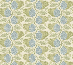 GP & J BAKER CURTAIN FABRIC DESIGN Calcot 5.2 METRES LINEN BLEND GREEN/BLUE