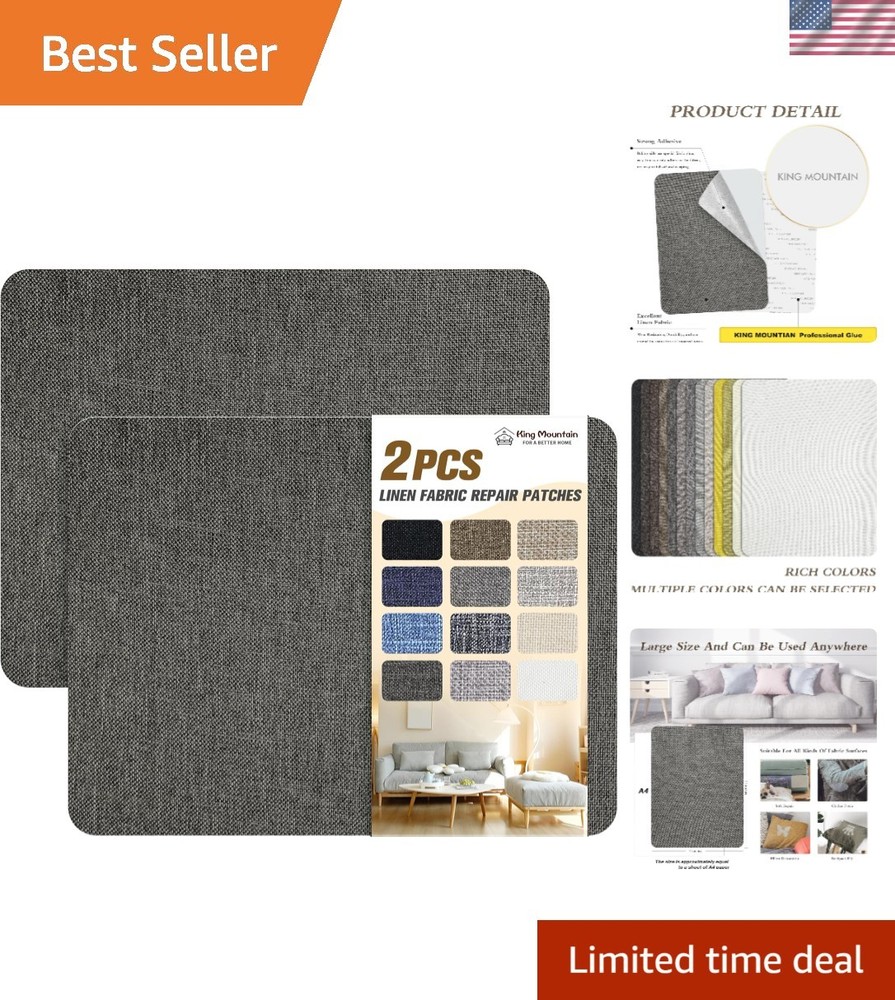 Durable Self-Adhesive Linen Patches, 8″x11″ – 2 PCS for Versatile Fabric Repair