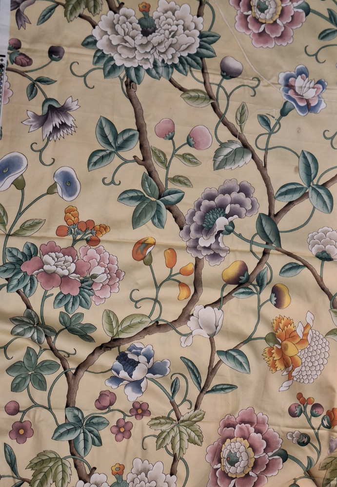 3 yd Kaufmann Large Floral Fabric Cotton Upholstery Weight 55 inches wide Yellow