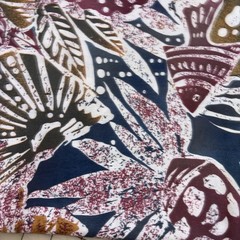 Stylized Marine Fish & Shell Hand Block Print Cotton Fabric – 1.8 Yards x 44″W
