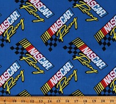 Cotton Retro Nascar Racing Logos Sports Blue Fabric Print by the Yard D668.73